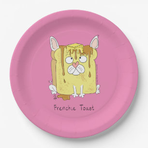 Funny French Bulldog Frenchie Cute Dog Cartoon Paper Plate