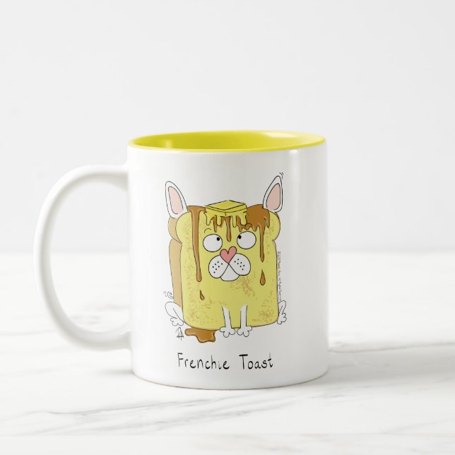 Funny French Bulldog Frenchie Dog Cute Kids Two-Tone Coffee Mug (Left)