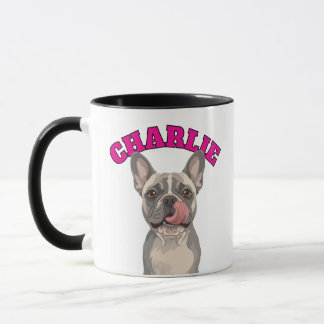 Funny French Bulldog Frenchie Licking Nose Art Mug