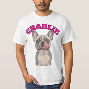 Funny French Bulldog Frenchie Licking Nose Art T-Shirt
