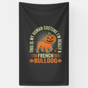 Funny French Bulldog Halloween Human Costume Desig Banner