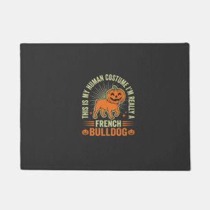 Funny French Bulldog Halloween Human Costume Desig Doormat