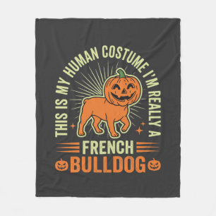 Funny French Bulldog Halloween Human Costume Desig Fleece Blanket