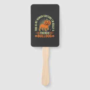 Funny French Bulldog Halloween Human Costume Desig Hand Fan