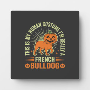 Funny French Bulldog Halloween Human Costume Desig Plaque