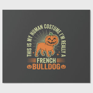 Funny French Bulldog Halloween Human Costume Desig Wrapping Paper