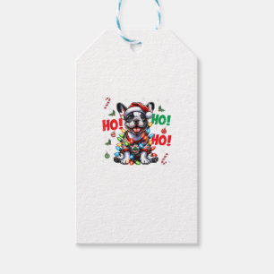 Funny French Bulldog HO HO HO Christmas Santa Hat Gift Tags