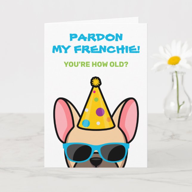 Funny French Bulldog Light Fawn Frenchie Birthday  Card (Small Plant)