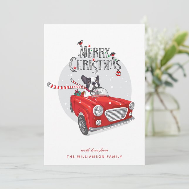 Funny French Bulldog Merry Christmas Card (Standing Front)