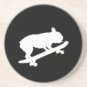 Funny French Bulldog On Skateboard Art Boys Men Coaster