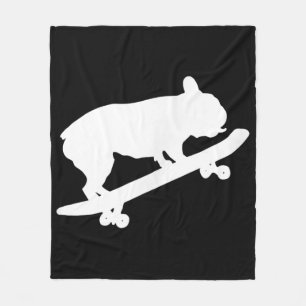 Funny French Bulldog On Skateboard Art Boys Men Fleece Blanket
