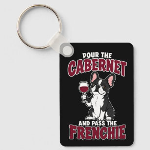 Funny French Bulldog Puppy Dog Frenchie Wine Lover Key Ring