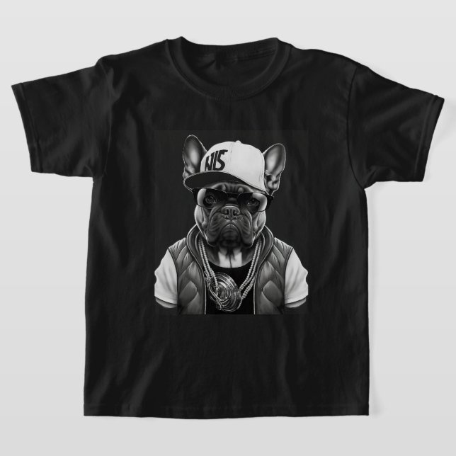 Funny French Bulldog Rapper Hip Hop Star T-Shirt (Laydown)