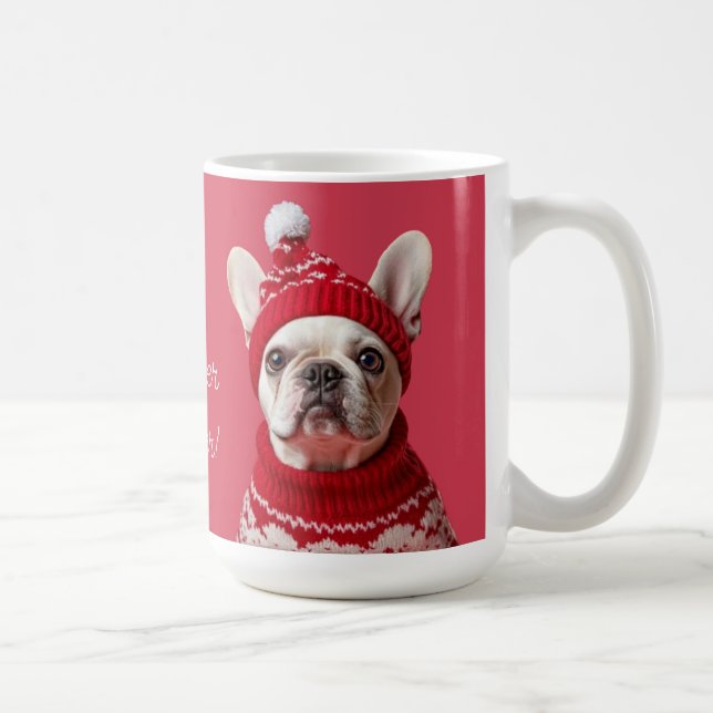 Funny French Bulldog Red Mug - Not Another Sweater (Right)