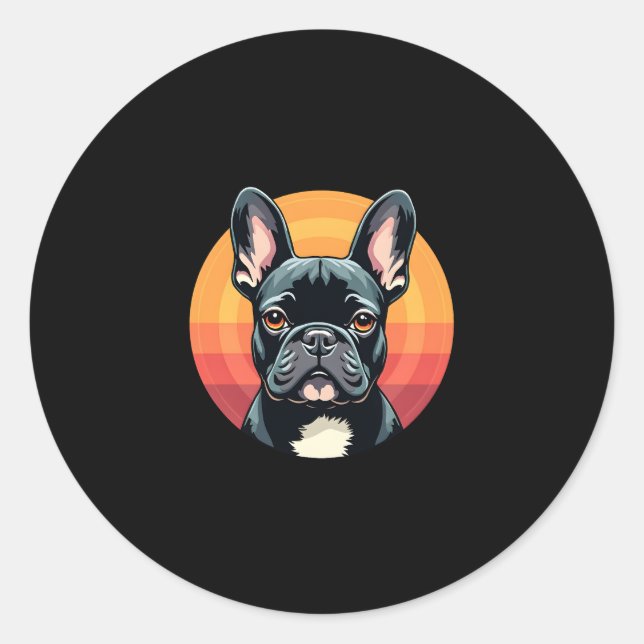 Funny French Bulldog Retro Outfits Clothes Cute Fr Classic Round Sticker (Front)