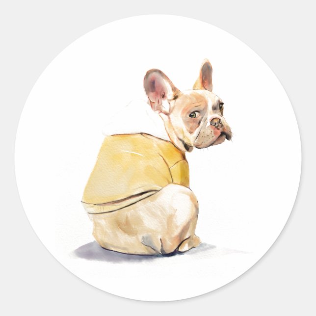 Funny French Bulldog Round Sticker (Front)