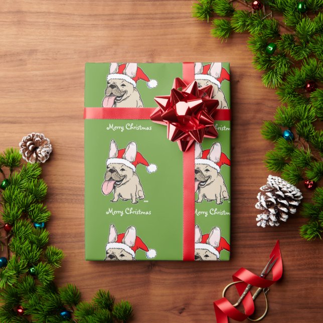 Funny French Bulldog Santa Christmas Pattern Cute Wrapping Paper (Holiday Gift)