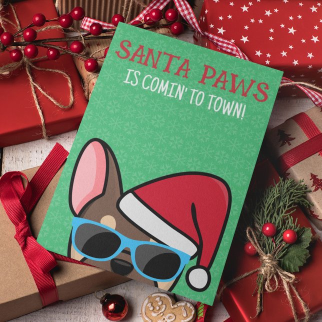 Funny French Bulldog Santa Paws Christmas Card (Creator Uploaded)