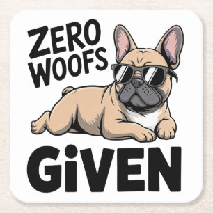 Funny French Bulldog Sassy Antisocial Introvert  Square Paper Coaster