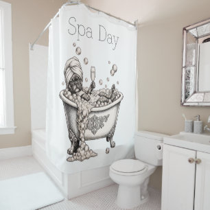 Funny French Bulldog Spa Day Shower Curtain
