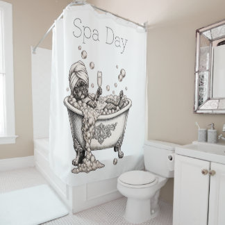 Funny French Bulldog Spa Day Shower Curtain
