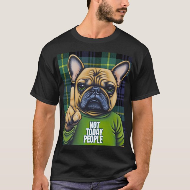Funny French Bulldog Stylish Plaid for Dog Lovers T-Shirt (Front)