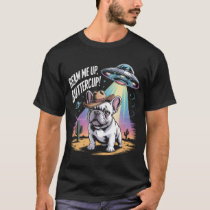 Funny French Bulldog UFO Alien Abduction T-Shirt