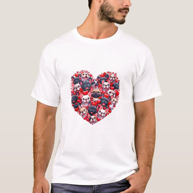 Funny French Bulldog Valentines T-Shirt (Front)