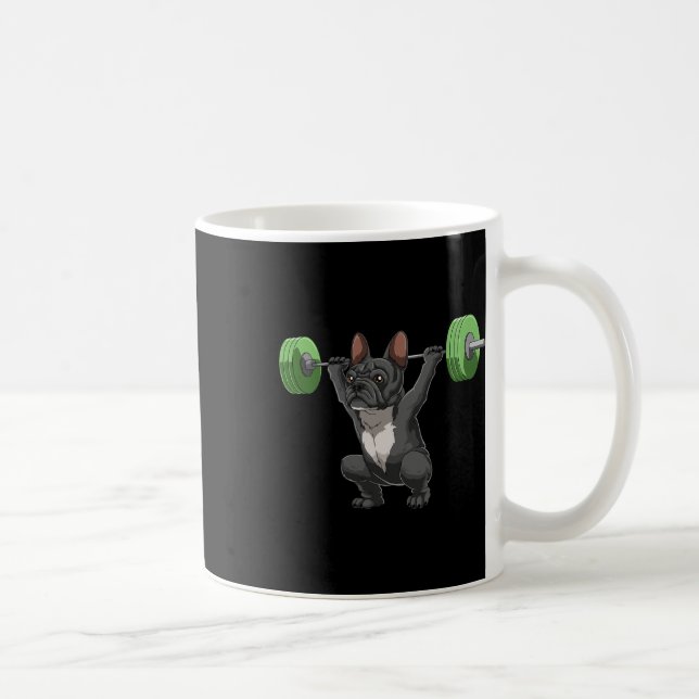 Funny French Bulldog Weightlifting And Bodybuildin Coffee Mug (Right)