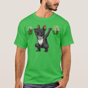 Funny French Bulldog Weightlifting and Bodybuildin T-Shirt