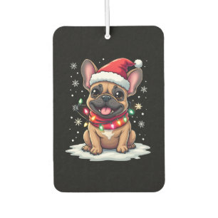 Funny French Bulldogs Christmas Santa Hat Lights S Car Air Freshener