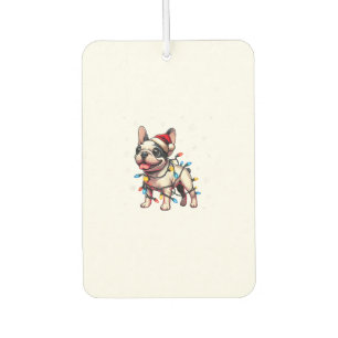 Funny French Bulldogs Christmas Santa Hat Lights S Car Air Freshener