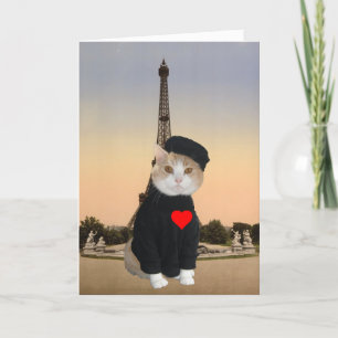 Funny French Cat/Kitty Valentine Holiday Card
