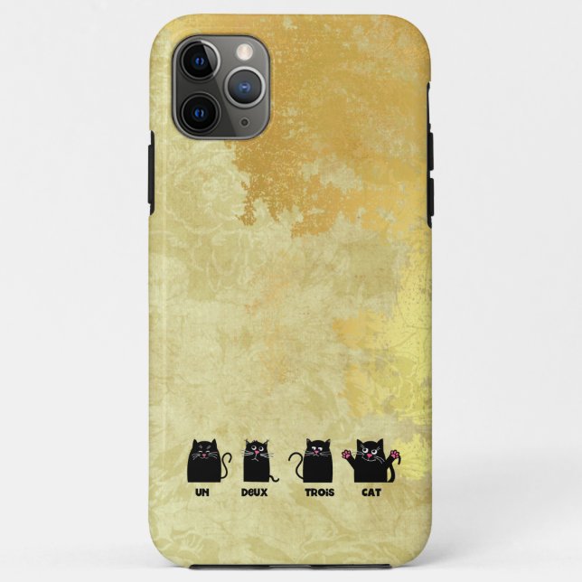 Funny French cats counting distressed faux gold  Case-Mate iPhone Case (Back)
