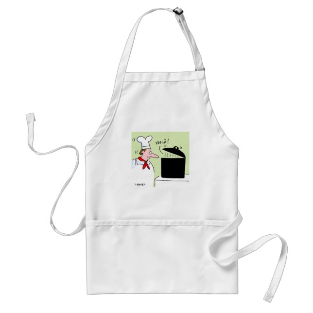 Funny French Chef Cartoon Voila Man's Kitchen Standard Apron (Front)