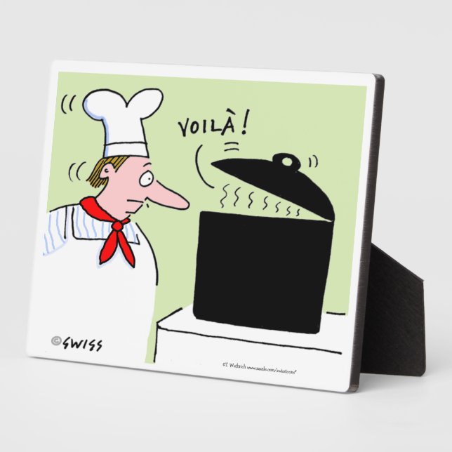 Funny French Chef Cooking Cartoon Desk Plaque (Side)