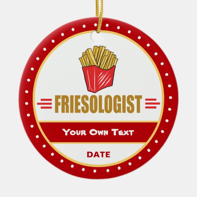 Funny French Fries Ceramic Tree Decoration (Front)