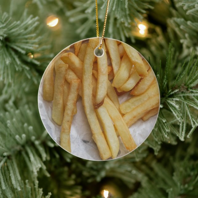Funny French Fries Fast Food Golden Potatoes  Ceramic Tree Decoration (Tree)