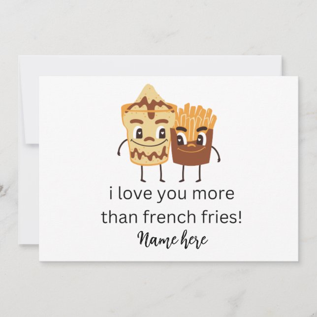 Funny French Fries I love You Add Name Customised  Announcement (Front)
