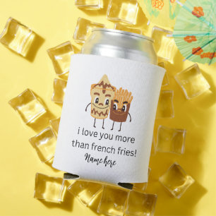 Funny French Fries I love You Add Name Customized  Can Cooler