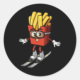 Funny French Fry Ski Potato Fries Skiing Instructo Classic Round Sticker