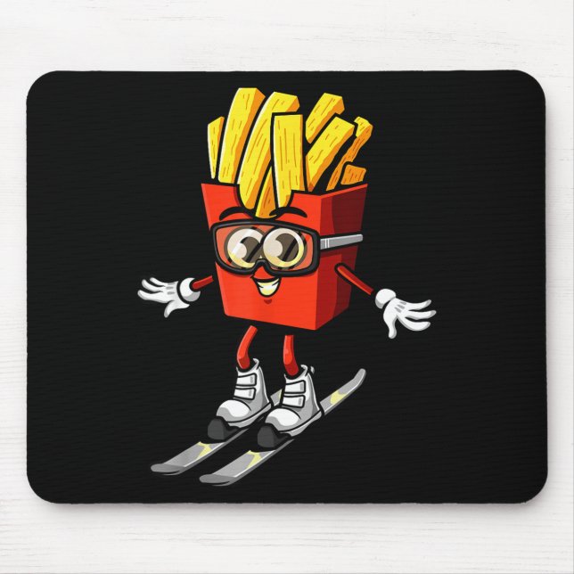 Funny french fry ski potato fries skiing instructo mouse mat (Front)