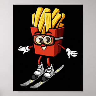 Funny French Fry Ski Potato Fries Skiing Instructo Poster