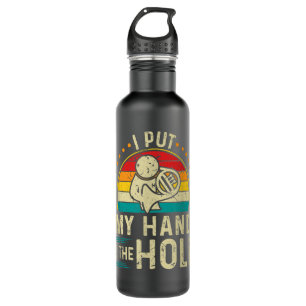Funny French Horn Hand In Hole, Retro Hornist Horn 710 Ml Water Bottle