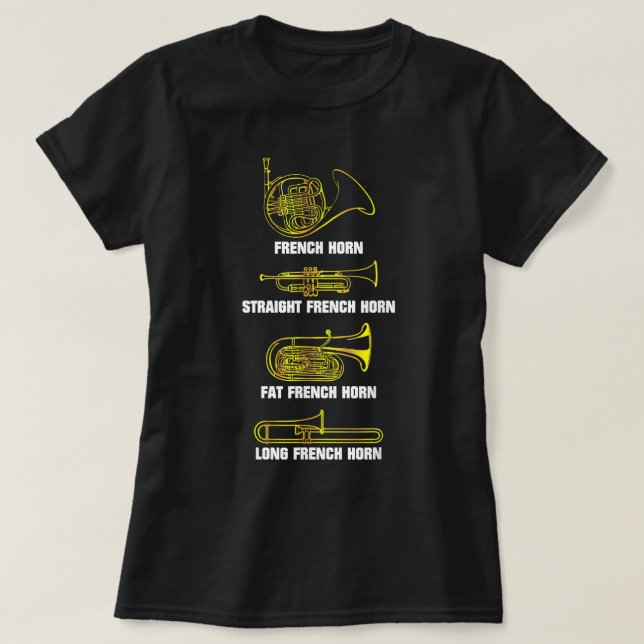 Funny French Horn Variations3 T-Shirt (Design Front)