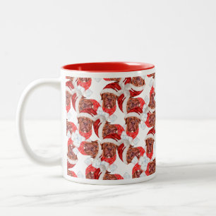 Funny French Mastiff Christmas Pattern Two-Tone Coffee Mug
