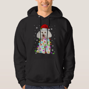 Funny French Poodle Dog Santa Hat Christmas Lights Hoodie
