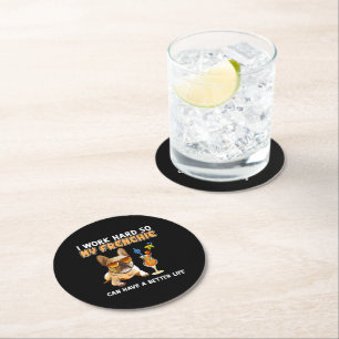 Funny Frenchie French Bulldog Lover Round Paper Coaster