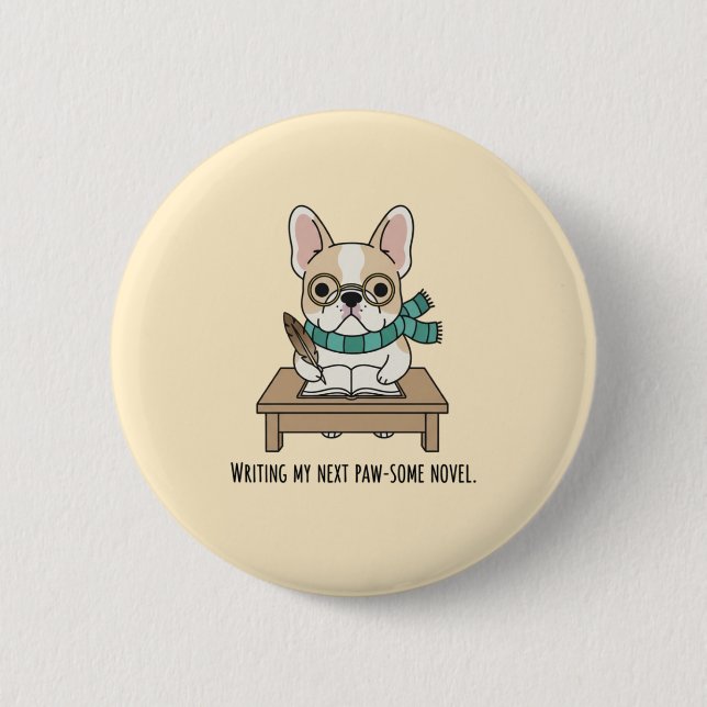 Funny Frenchie Glasses Character Illustration 6 Cm Round Badge (Front)