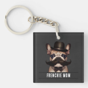 Funny Frenchie Mum Custom Name Double Sided Key Ring